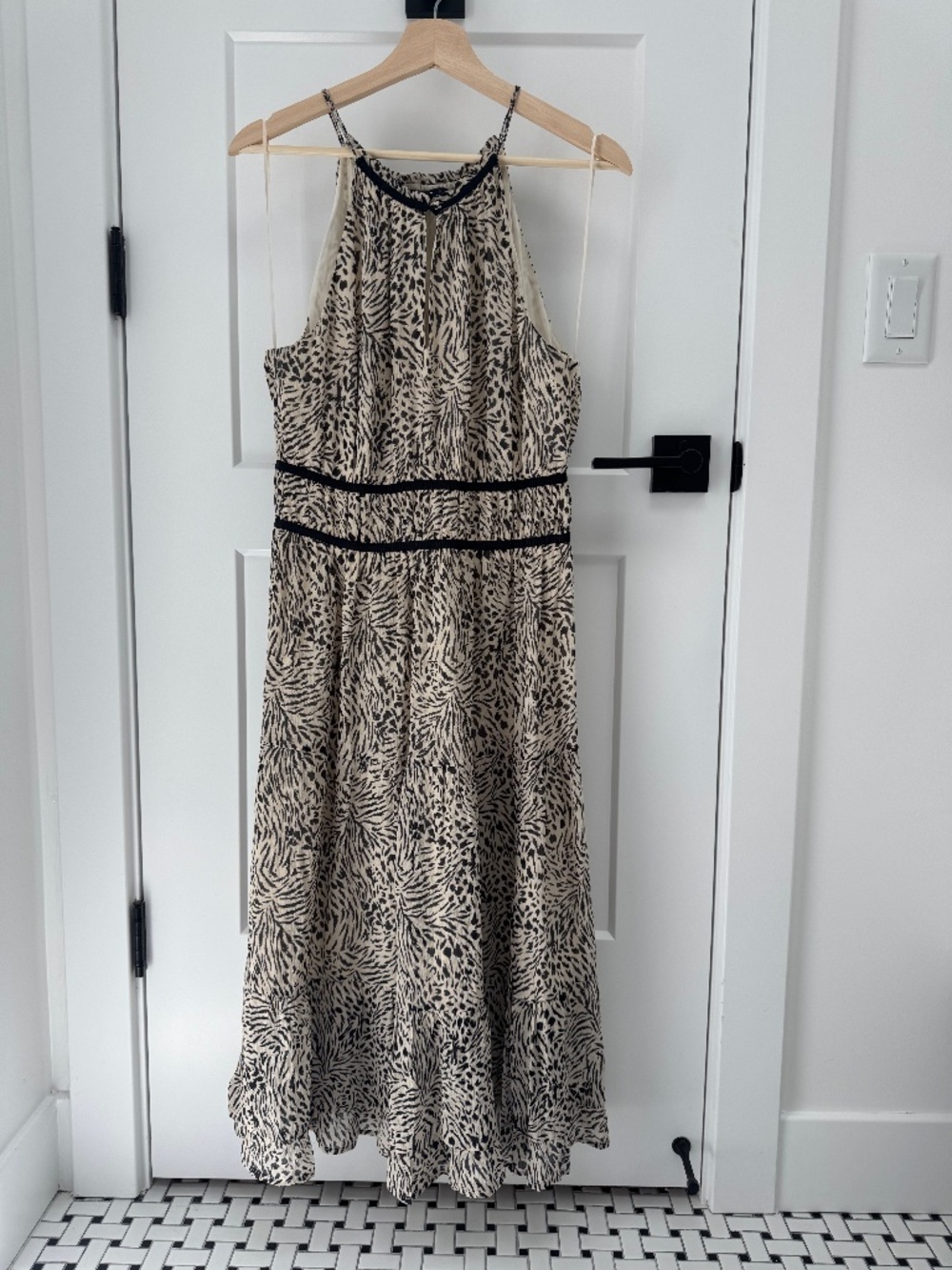Paige Esmerelda cloud dance & black silk midi dress